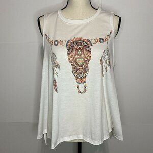 Show Me Your Mumu Mellow Sz Small Bull Skull Jolo Tank White